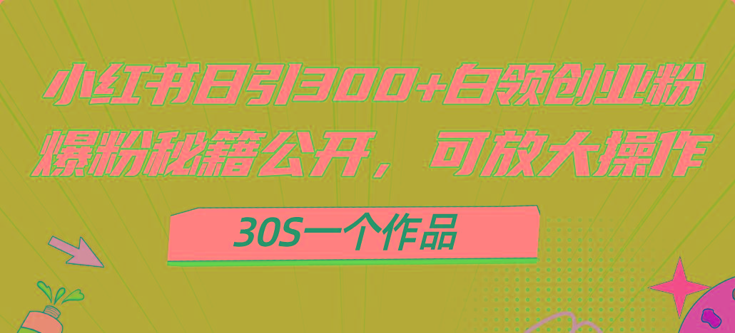 小红书日引300+高质白领创业粉，可放大操作，爆粉秘籍！30s一个作品互联网行业-互联网创业-创业网-知识创造价值 新生无限可能网创星球