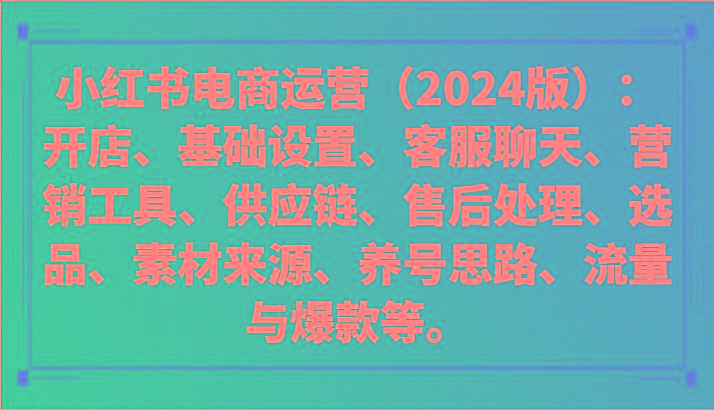 小红书电商运营(2024版)：开店、设置、供应链、选品、素材、养号、流量与爆款等互联网行业-互联网创业-创业网-知识创造价值 新生无限可能网创星球