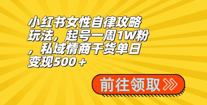 小红书女性自律攻略玩法，起号一周1W粉，私域情商干货单日变现500＋互联网行业-互联网创业-创业网-知识创造价值 新生无限可能网创星球