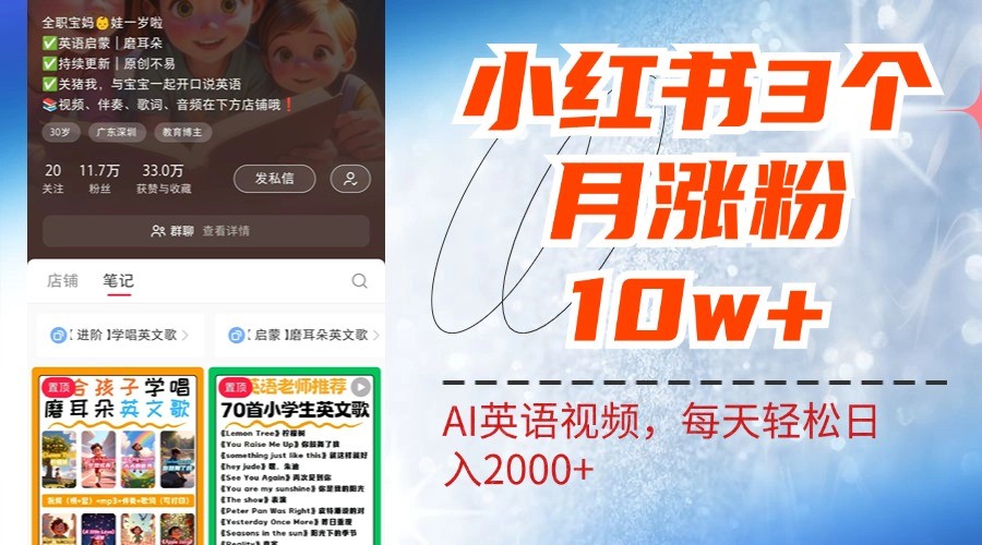 小红书三个月涨粉10W，AI英语视频0成本制作，每天轻松日入2000+互联网行业-互联网创业-创业网-知识创造价值 新生无限可能网创星球