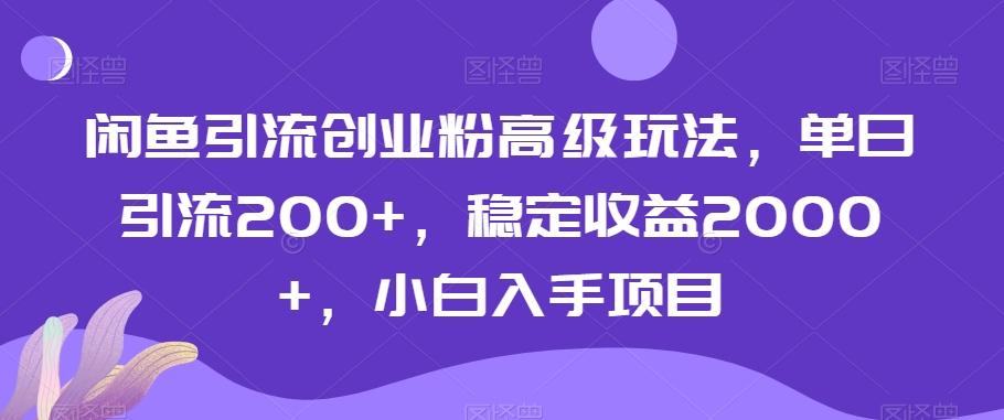 闲鱼引流创业粉高级玩法，单日引流200+，稳定收益2000+，小白入手项目互联网行业-互联网创业-创业网-知识创造价值 新生无限可能网创星球