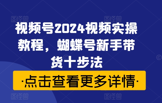 视频号2024视频实操教程，蝴蝶号新手带货十步法互联网行业-互联网创业-创业网-知识创造价值 新生无限可能网创星球