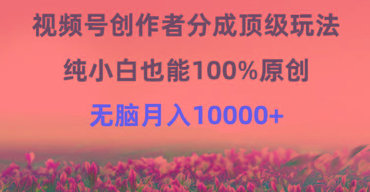 (9608期)视频号创作者分成顶级玩法，纯小白也能100%原创，无脑月入10000+互联网行业-互联网创业-创业网-知识创造价值 新生无限可能网创星球