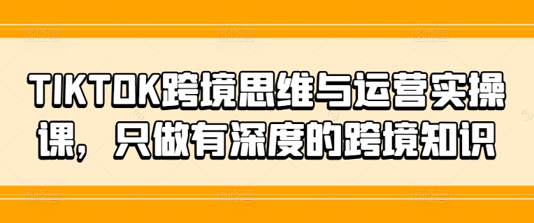 TIKTOK跨境思维与运营实操课，只做有深度的跨境知识互联网行业-互联网创业-创业网-知识创造价值 新生无限可能网创星球