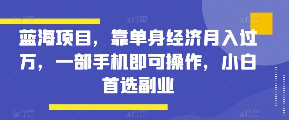 蓝海项目，靠单身经济月入过万，一部手机即可操作，小白首选副业【揭秘】互联网行业-互联网创业-创业网-知识创造价值 新生无限可能网创星球