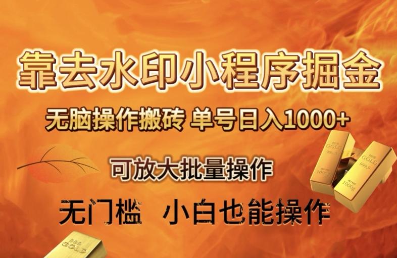 靠去水印小程序无脑操作搬砖，单号日入1000+保姆级教程可放大批量操作【揭秘】互联网行业-互联网创业-创业网-知识创造价值 新生无限可能网创星球