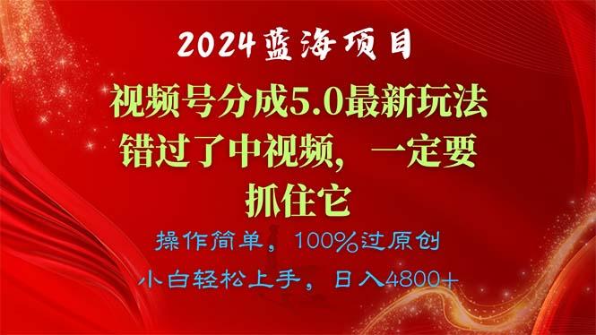 2024蓝海项目，视频号分成计划5.0最新玩法，错过了中视频，一定要抓住…互联网行业-互联网创业-创业网-知识创造价值 新生无限可能网创星球