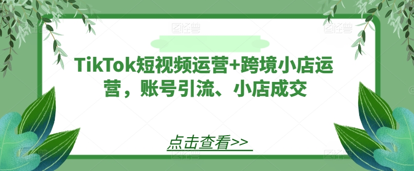 TikTok短视频运营+跨境小店运营，账号引流、小店成交互联网行业-互联网创业-创业网-知识创造价值 新生无限可能网创星球