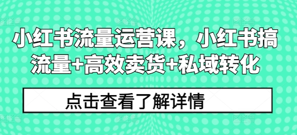 小红书流量运营课，小红书搞流量+高效卖货+私域转化互联网行业-互联网创业-创业网-知识创造价值 新生无限可能网创星球
