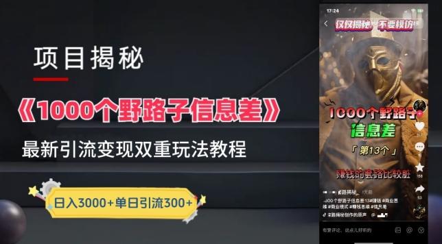 一千个野路子信息差最新玩法教程-变现+引流的玩法具体拆解【揭秘】互联网行业-互联网创业-创业网-知识创造价值 新生无限可能网创星球