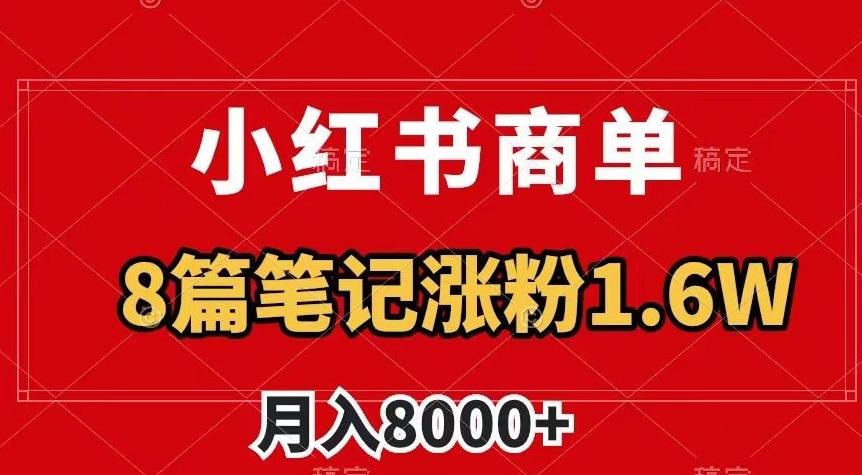 小红书商单最新玩法，8篇笔记涨粉1.6w，作品制作简单，月入8000+【揭秘】互联网行业-互联网创业-创业网-知识创造价值 新生无限可能网创星球
