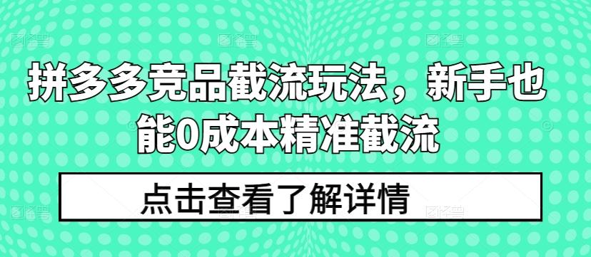 拼多多竞品截流玩法，新手也能0成本精准截流互联网行业-互联网创业-创业网-知识创造价值 新生无限可能网创星球
