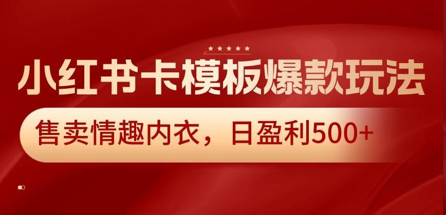 小红书卡模板爆款玩法，售卖情趣内衣，日盈利500+【揭秘】互联网行业-互联网创业-创业网-知识创造价值 新生无限可能网创星球