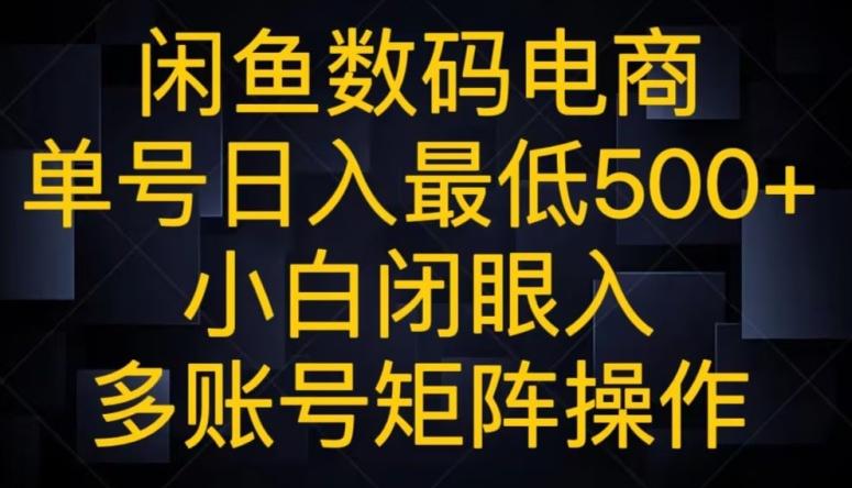 闲鱼数码电商，单号日入最低500+，小白闭眼入，多账号矩阵操作互联网行业-互联网创业-创业网-知识创造价值 新生无限可能网创星球