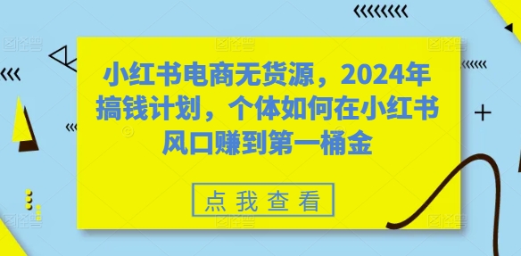小红书电商无货源，2024年搞钱计划，个体如何在小红书风口赚到第一桶金互联网行业-互联网创业-创业网-知识创造价值 新生无限可能网创星球