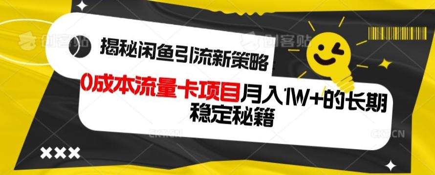 揭秘闲鱼引流新策略：0成本流量卡项目，月入1W+的长期稳定秘籍互联网行业-互联网创业-创业网-知识创造价值 新生无限可能网创星球