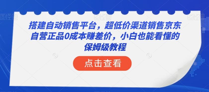 搭建自动销售平台，超低价渠道销售京东自营正品0成本赚差价，小白也能看懂的保姆级教程【揭秘】互联网行业-互联网创业-创业网-知识创造价值 新生无限可能网创星球