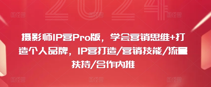 摄影师IP营Pro版，学会营销思维+打造个人品牌，IP营打造/营销技能/流量扶持/合作内推互联网行业-互联网创业-创业网-知识创造价值 新生无限可能网创星球