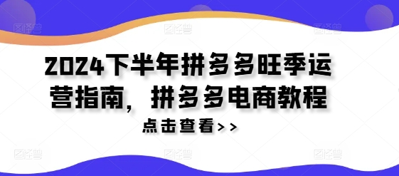 2024下半年拼多多旺季运营指南，拼多多电商教程互联网行业-互联网创业-创业网-知识创造价值 新生无限可能网创星球