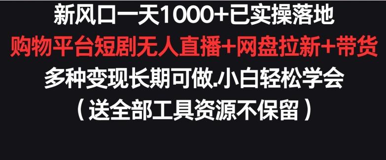 新风口一天1000+已实操落地购物平台短剧无人直播+网盘拉新+带货多种变现长期可做【揭秘】互联网行业-互联网创业-创业网-知识创造价值 新生无限可能网创星球