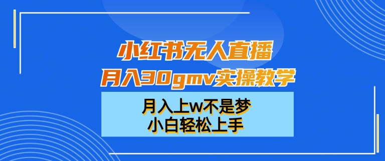 小红书无人直播月入30gmv实操教学，月入上w不是梦，小白轻松上手【揭秘】互联网行业-互联网创业-创业网-知识创造价值 新生无限可能网创星球