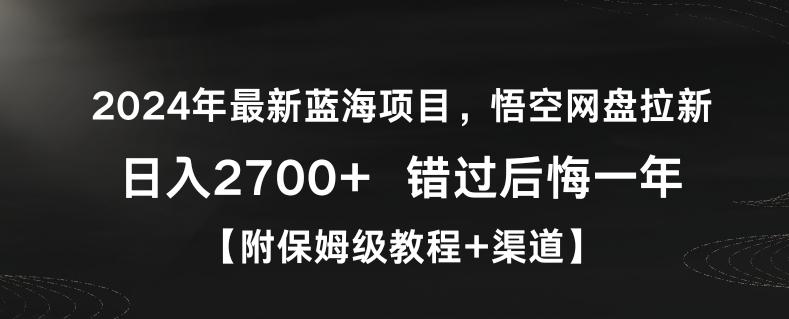 2024年最新蓝海项目，悟空网盘拉新，日入2700+错过后悔一年【附保姆级教程+渠道】【揭秘】互联网行业-互联网创业-创业网-知识创造价值 新生无限可能网创星球