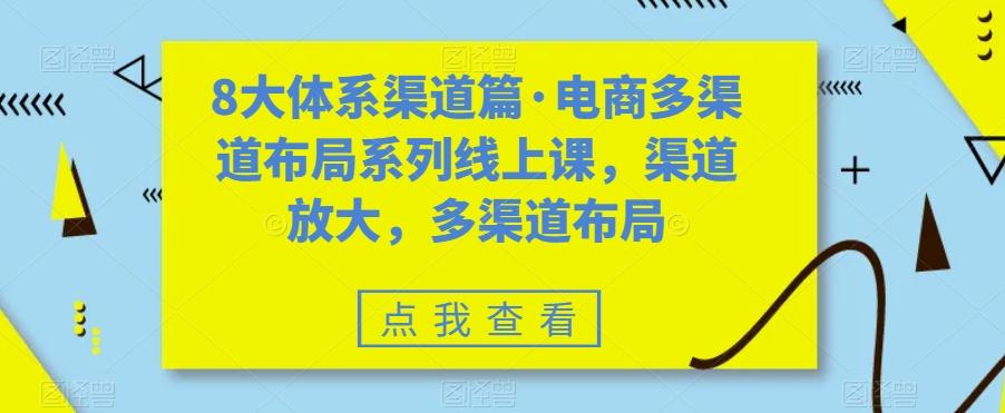 8大体系渠道篇·电商多渠道布局系列线上课，渠道放大，多渠道布局互联网行业-互联网创业-创业网-知识创造价值 新生无限可能网创星球