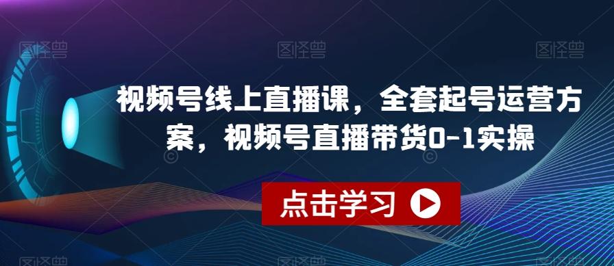 视频号线上直播课，全套起号运营方案，视频号直播带货0-1实操互联网行业-互联网创业-创业网-知识创造价值 新生无限可能网创星球