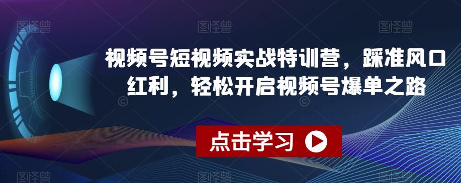 视频号短视频实战特训营，踩准风口红利，轻松开启视频号爆单之路互联网行业-互联网创业-创业网-知识创造价值 新生无限可能网创星球