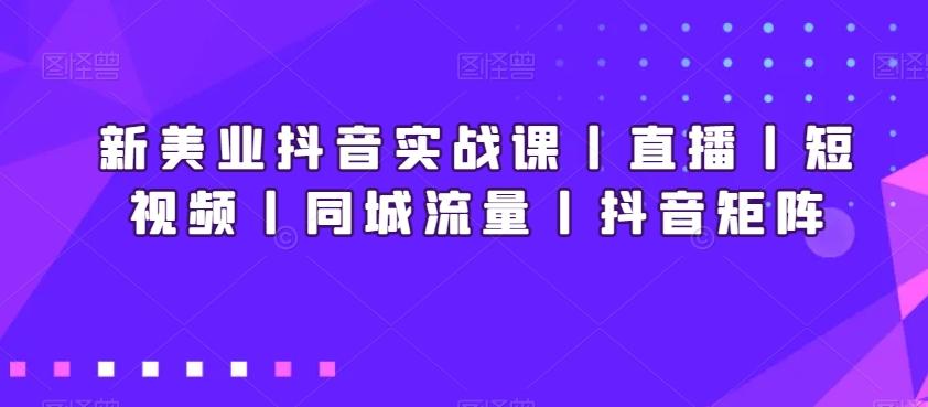 新美业抖音实战课丨直播丨短视频丨同城流量丨抖音矩阵互联网行业-互联网创业-创业网-知识创造价值 新生无限可能网创星球