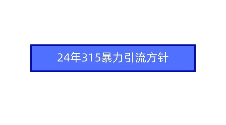 (9398期)2024年315暴力引流方针互联网行业-互联网创业-创业网-知识创造价值 新生无限可能网创星球