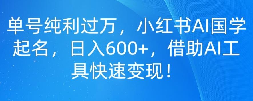 单号纯利过万，小红书AI国学起名，日入600+，借助AI工具快速变现互联网行业-互联网创业-创业网-知识创造价值 新生无限可能网创星球