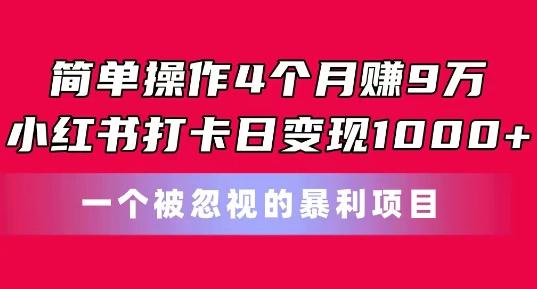 简单操作4个月赚9w，小红书打卡日变现1k，一个被忽视的暴力项目【揭秘】互联网行业-互联网创业-创业网-知识创造价值 新生无限可能网创星球
